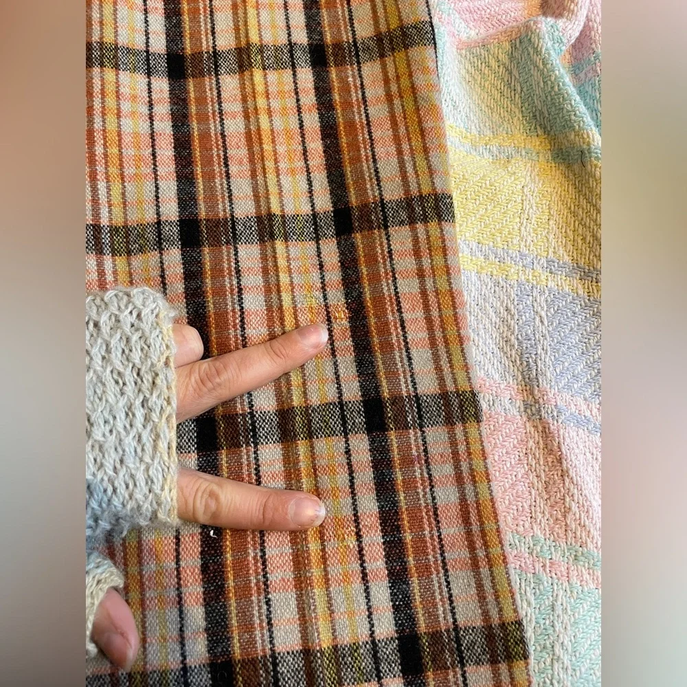 VTG rainbow wool plaid flare bellbottom pants size 8/10 - Picture 6 of 6